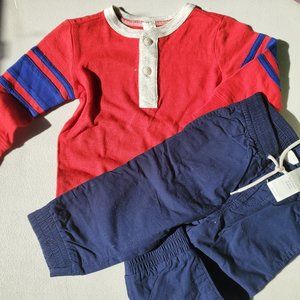 Gap Boys 18-24 Months Winter Long Sleeve Top Red Blue Bottoms NEW